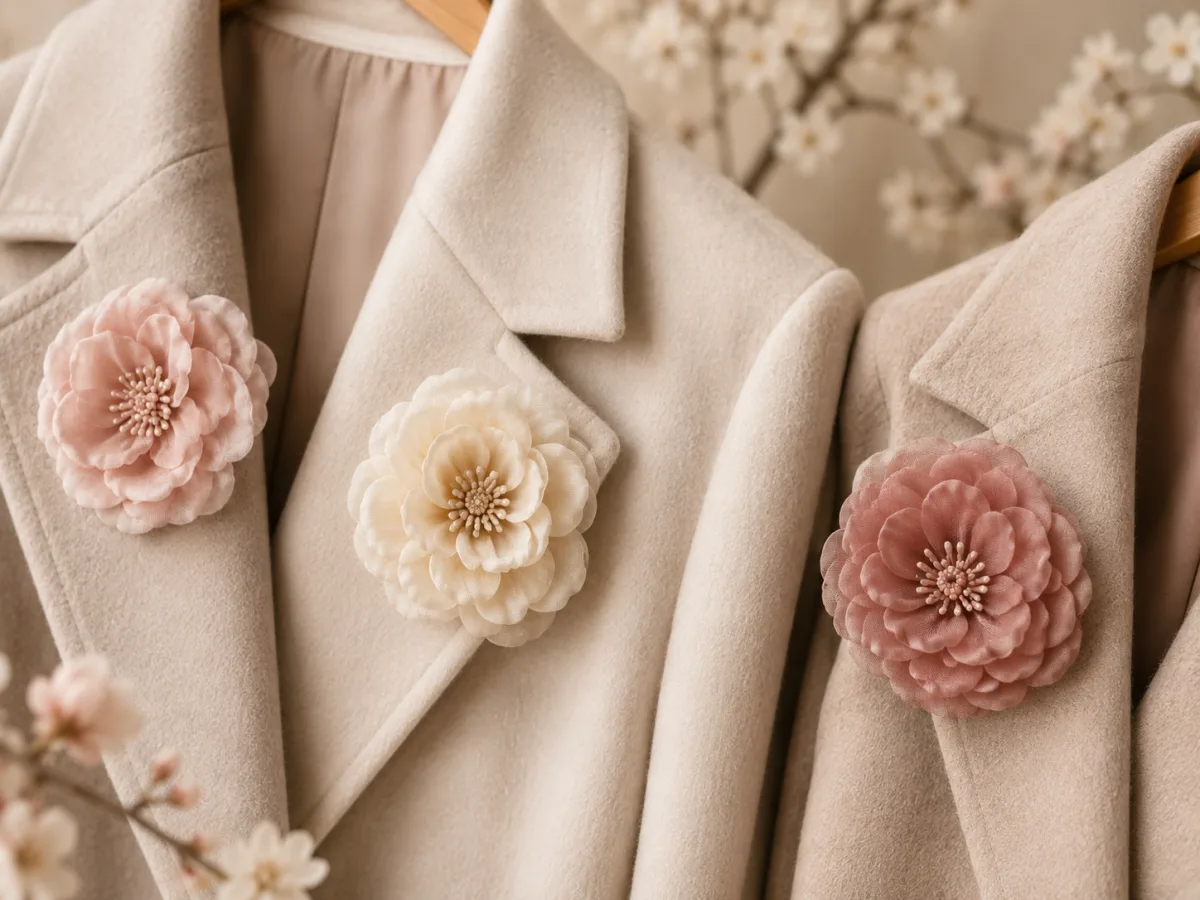 گل پارچه ای روی کت